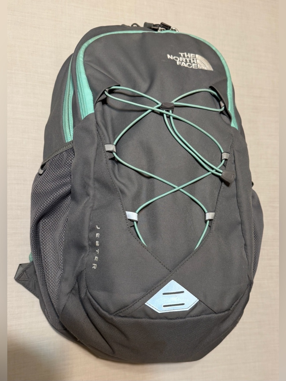 The North Face JESTER Gray Backpack with Mint Accents